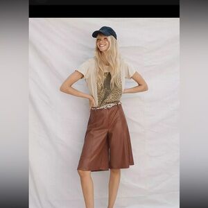 Anthropologie Avec Les Fille Davina Faux Leather Brown Culottes
